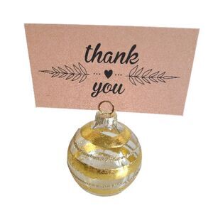 set of 11 gold ornament place card holders shiny brite-inspired